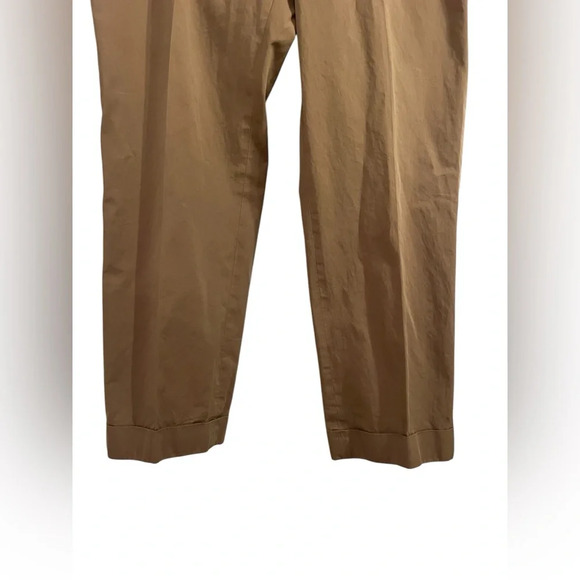 INCOTEX Solid Khaki Brown 100% Cotton Mens Luxury Flat Front Pants Trousers - 38 - Picture 2 of 11
